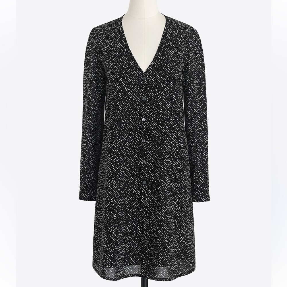 J. Crew Black Long Sleeve Button-Up Dress